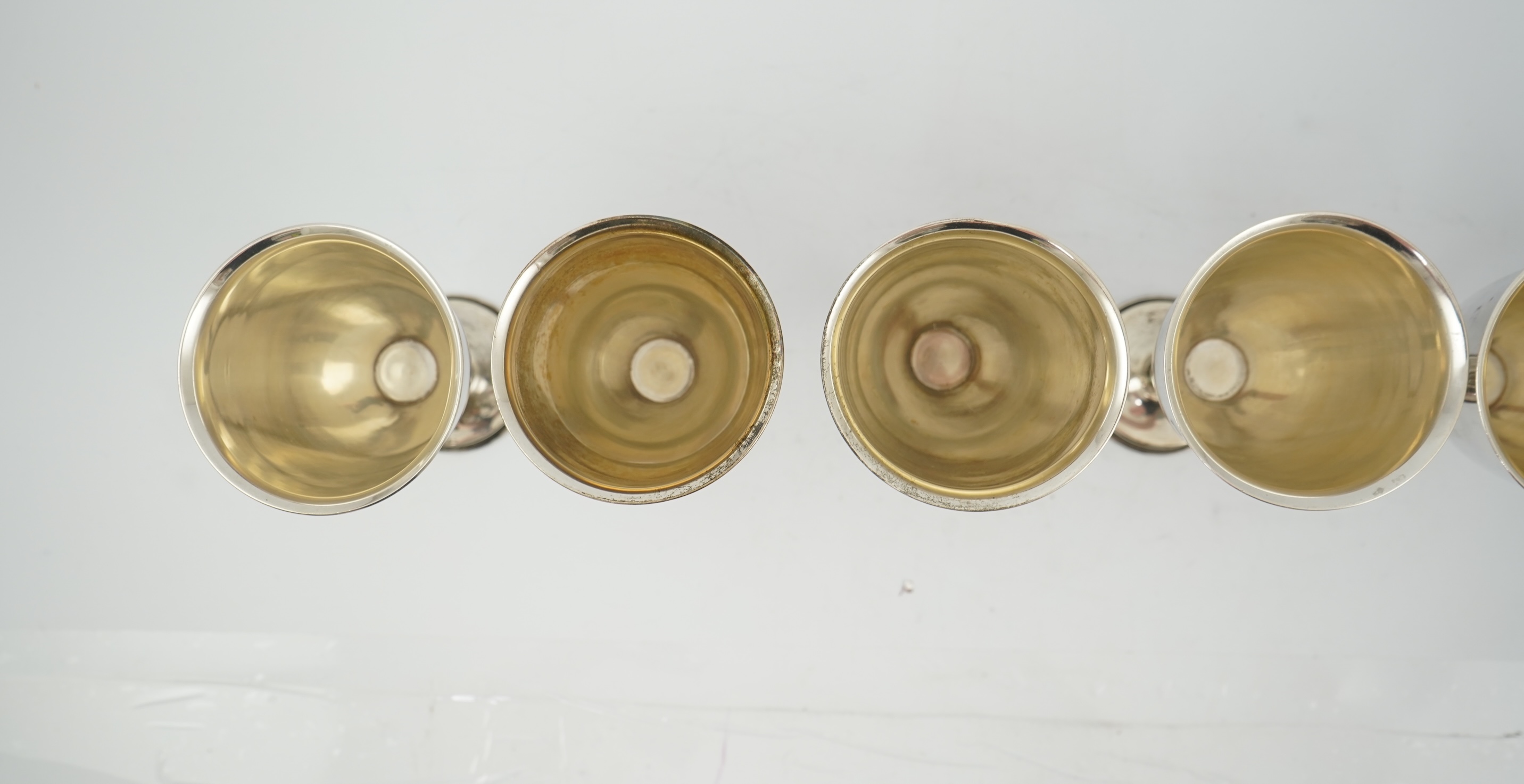 A set of six 20th century Mexican sterling silver goblets
